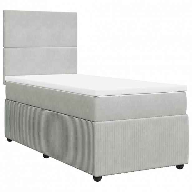 vidaXL Box spring postel s matrací světle šedá 80 x 200 cm samet