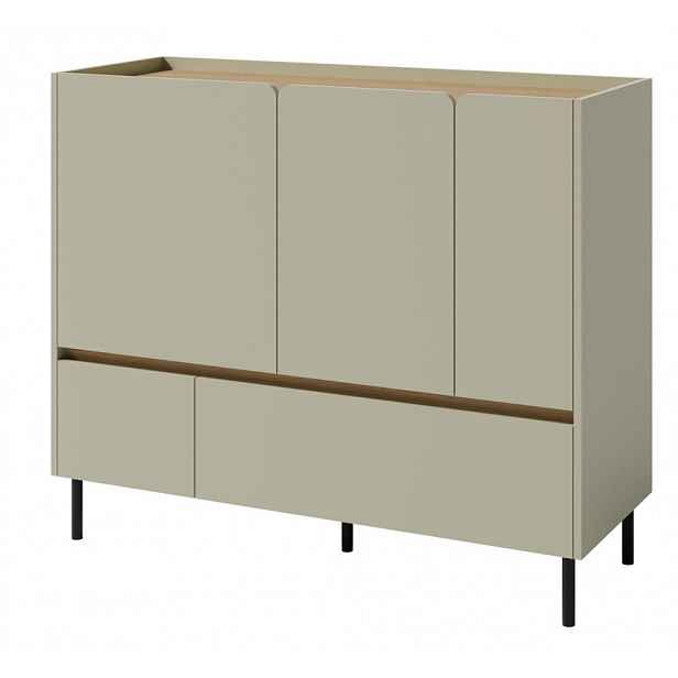 Komoda se zásuvkami Lucky, 120 cm, eukalyptově zelená/baltský dub