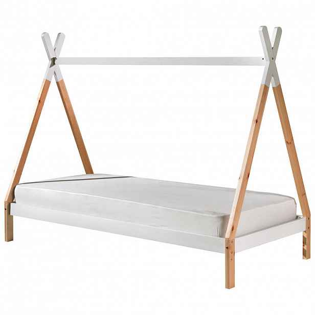 MID.YOU DĚTSKÁ POSTEL SE STŘÍŠKOU, 90/200 cm, bílá, barvy borovice - 001315004102