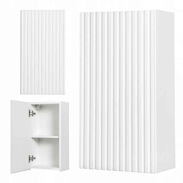 Závěsná skříňka Rilla White 30 cm, rýhovaná čela, nábytek do koupelny