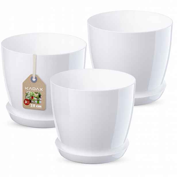 Set 3x Květináč Obal Bílý Lesk 28 cm