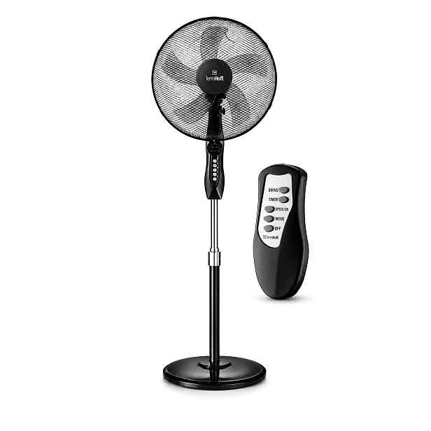 Silný stabilní podlahový ventilátor Stojící ventilátor 43 cm Dálkový Ovladač 45 W TermHoff