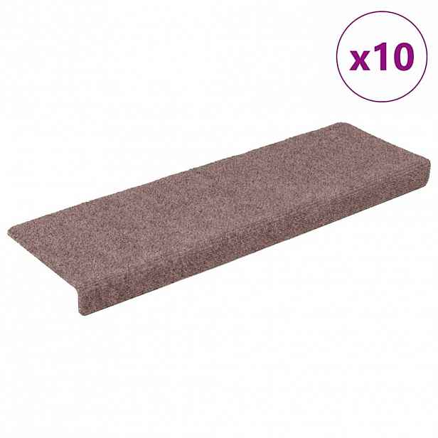 vidaXL Schodové rohože samolepicí 10 ks 65 x 21 x 4 cm světle hnědé s obdélníkovým okrajem