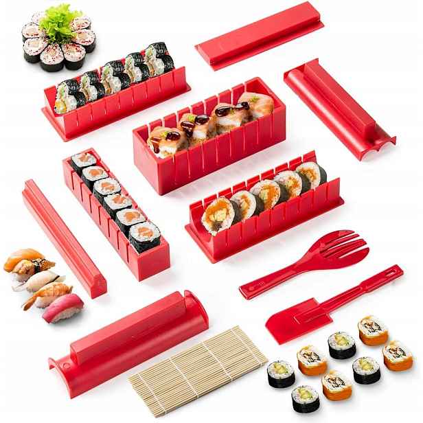 Sada Na Výrobu Sushi Strojek Podložka Červená Na Servírování Sucha 11el
