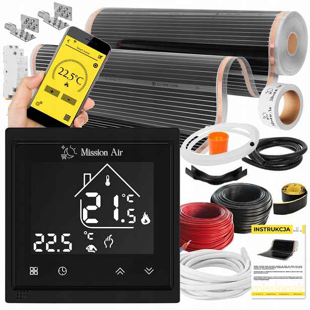 Set Fólie Vyhřívací Podložka Infračervená 22 m² 160 W