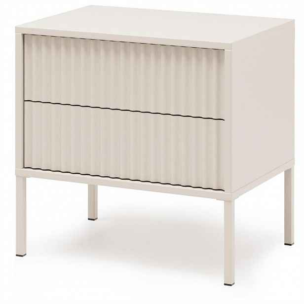 Beautysofa NOČNÍ stolek Noto se 2 zásuvkami a drážkovanými čely, 54 cm