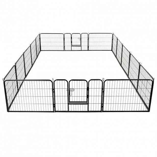vidaXL Ohrádka pro psy 16 panelů ocelová 60 x 80 cm černá