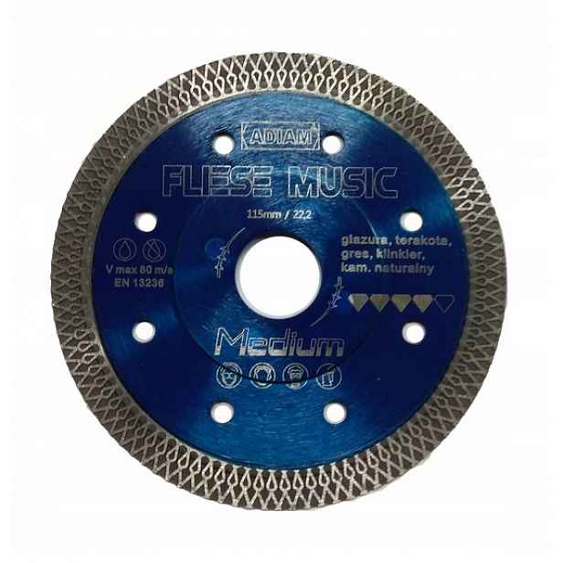 Diamantový Kotouč Adiam Music 115 mm pro gres dobré žulové dlaždice klinker