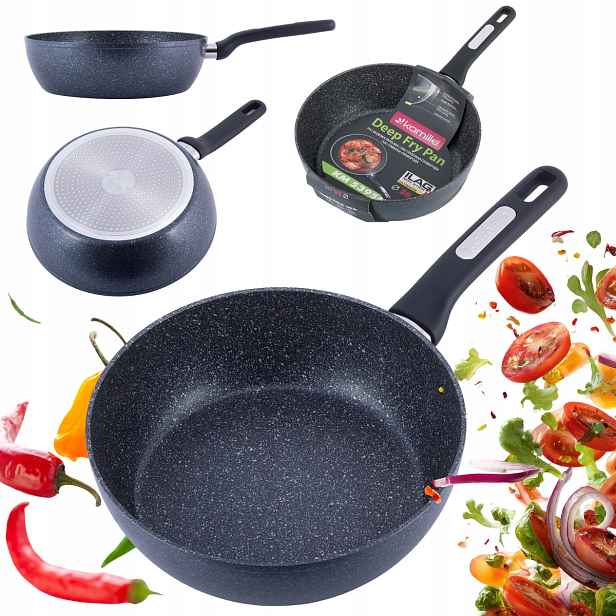Hluboká Tradiční Mramorová Pánev Hrubá 28 CM Wok Plyn/indukce Kamille