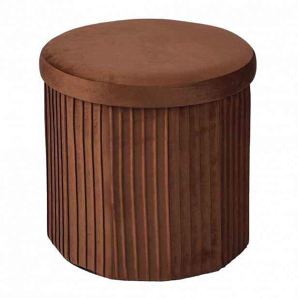 Relaxdays TABURET Mocha Mousse samet s úložným prostorem