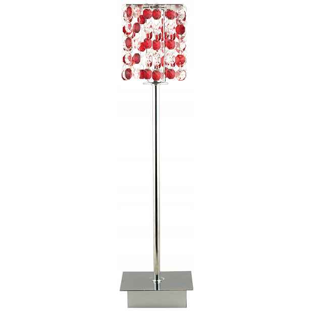 Stolní lampa noční chrom s krystaly červená glamour 40 cm Candellux