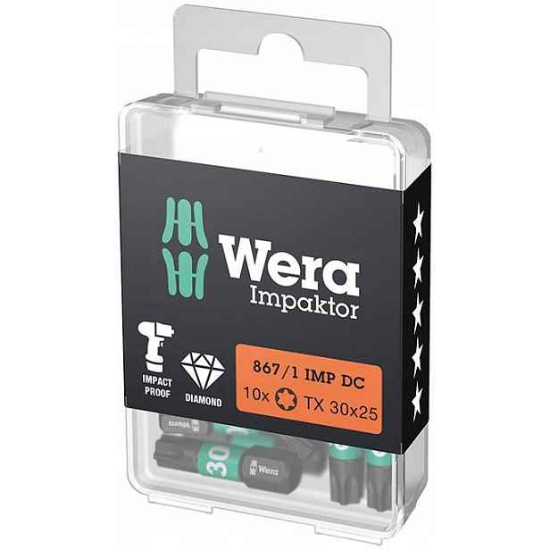 Bit Wera Impaktor 1/4" Din 3126 C63 Torx T30x25mm 10 kusů