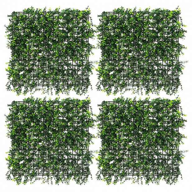 ECD-Germany UMĚLÉ rostliny, nástěnný panel, sada 4 ks, Pachysandra 50x50 cm, zelená, z plastu