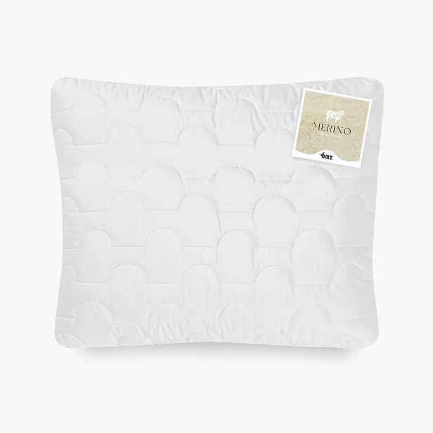 Polštář vlněný 50x60 bílý prošívaný bez zipu 550 g Merino