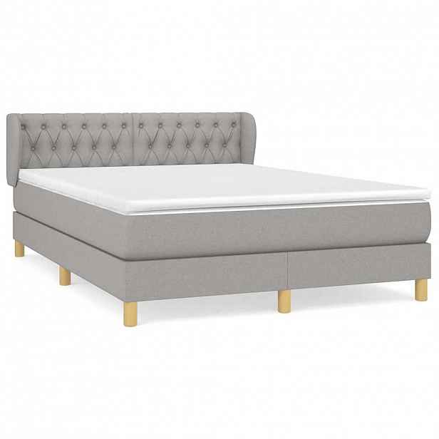 vidaXL Box spring postel s matrací světle šedá 140 x 200 cm textil