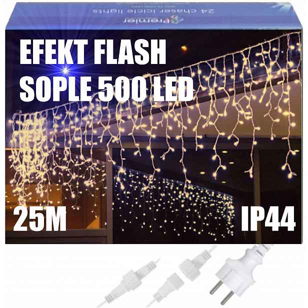 Rampouchy 500 Led Záclona Venkovní Osvětlení IP44 Bílá Teplá Studený Flash 25 M