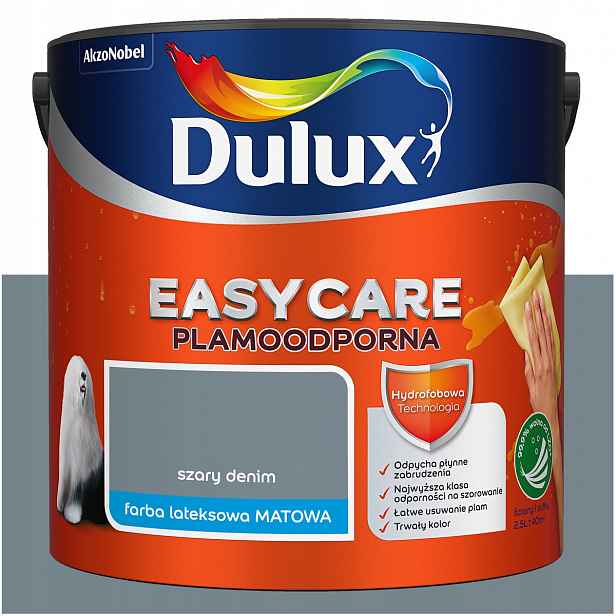 Barva na stěny stropů odolná vůči skvrnám Dulux Easycare Šedý denim 2,5L