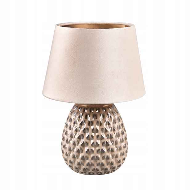 Keramická stolní lampa béžová zlatá s stínítkem do obývacího pokoje ložnice 35 cm Rl