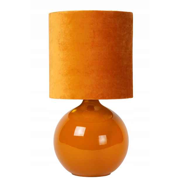 noční skleněná stolní lampa s žlutým stínítkem 47 cm do ložnice Lucide