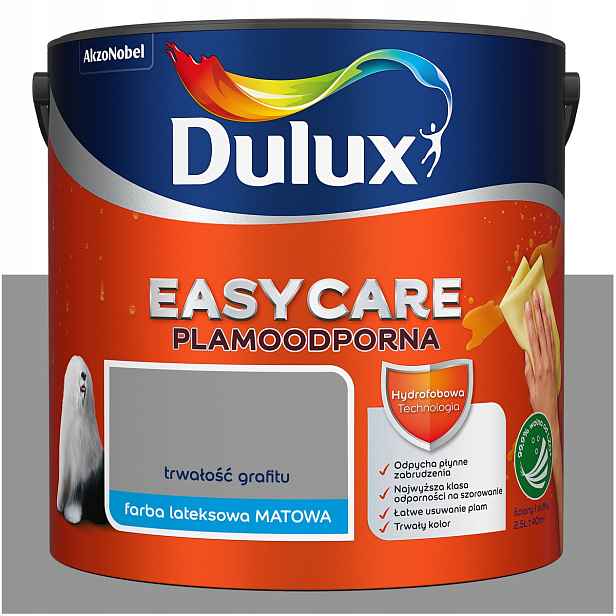 Barva na stěny stropů odolná proti skvrnám Dulux Easycare Trvanlivost grafitu 2,5 l