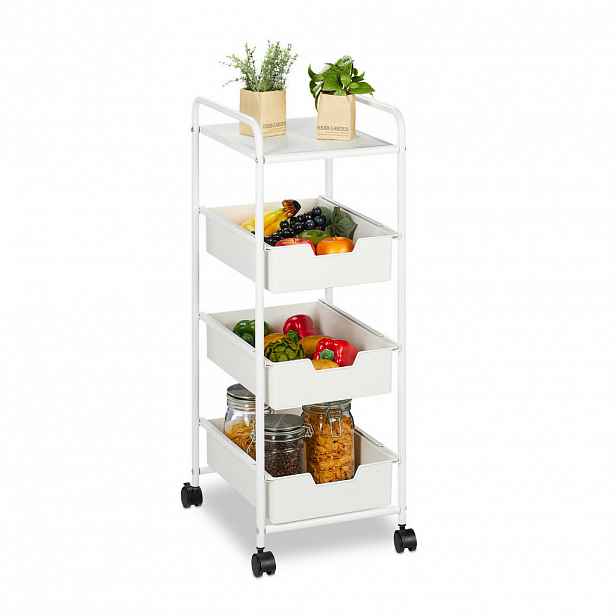 Relaxdays VOZÍK Bílý šedý 3 zásuvky 85,5 cm