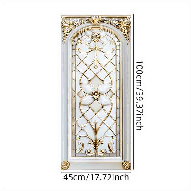 TEMU 2D plochá fólie - 2D plochá fólie - 1 ks Elegantní 2D okenní fólie v evropském stylu, PVC statická dekorativní samolepka pro soukromí, ideální