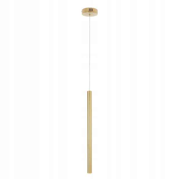 Závěsná Led lampa bodová zlatá tuba nad stůl ostrov bar 3000K Maxlight