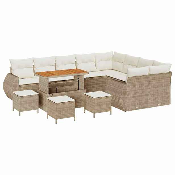 vidaXL Sada zahradních pohovek 13 ks Béžová polyratan