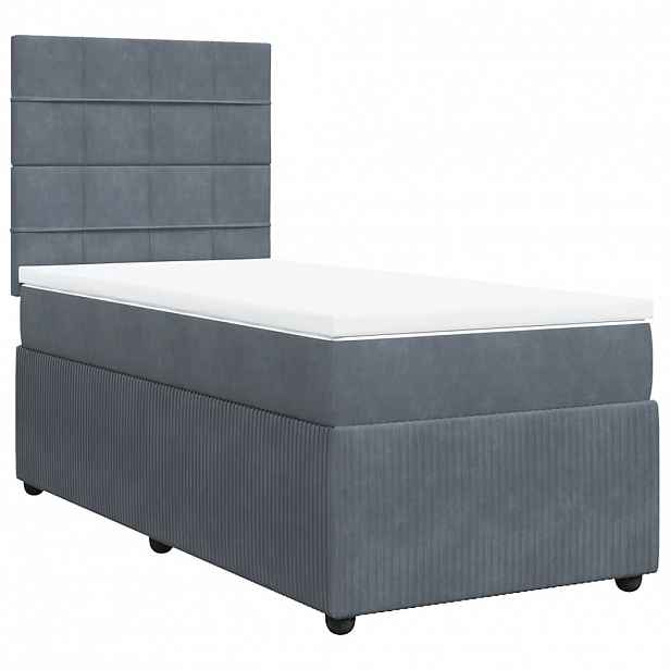 vidaXL Box spring postel s matrací tmavě šedá 80 x 200 cm samet