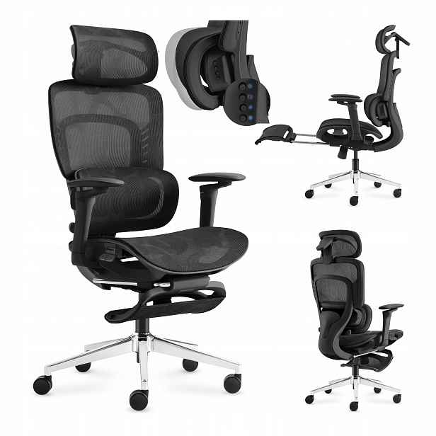 Kancelářská židle s Masážním Přístrojem ergonomická Mark Adler otočná s podnožkou