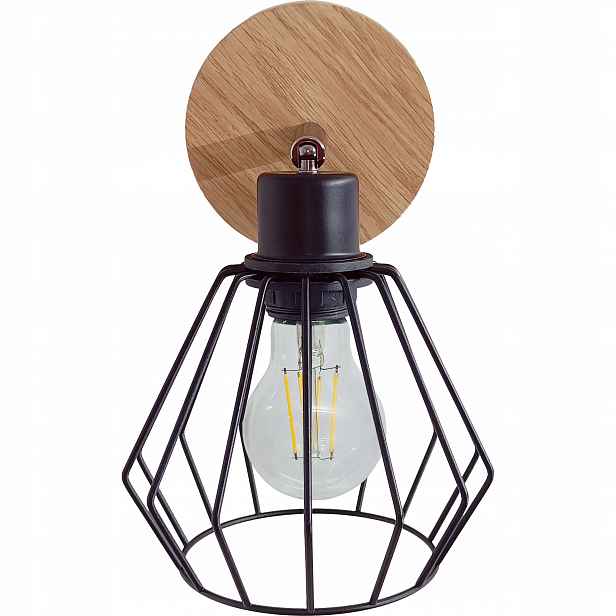 Nástěnná lampa Diana loft dřevěná Dub 1x diamant Stylová