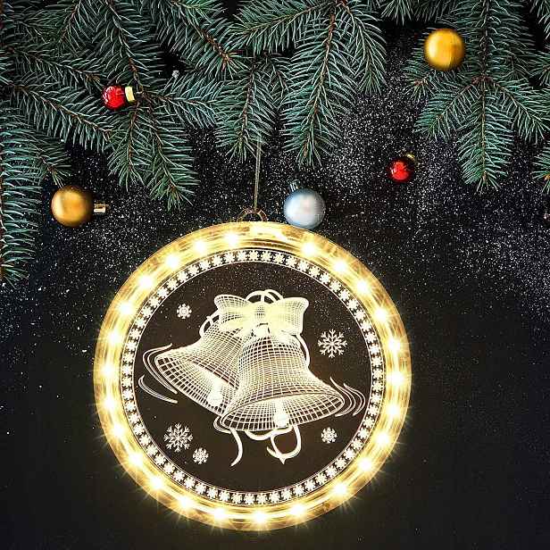 Svítící Led ozdoba zvonky 16cm Vánoční osvětlení Okenní světla