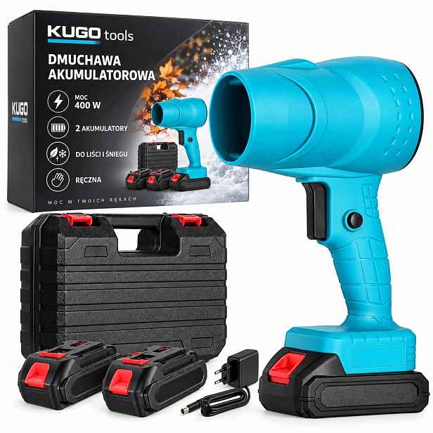 Foukač Akumulátorové Vzduchové Ruční na Listí Sněhu 400W 2 x Aku