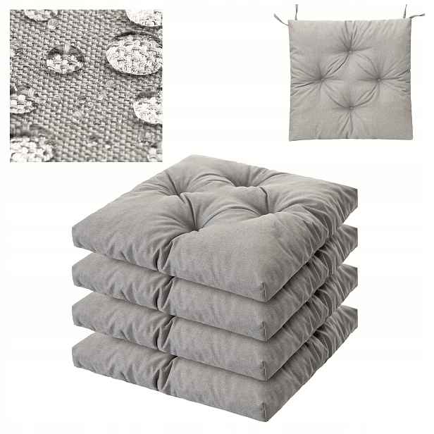 Polštáře na zahradní židle 45 x 45 cm Set 4 Ks Vodotěsné, vázané