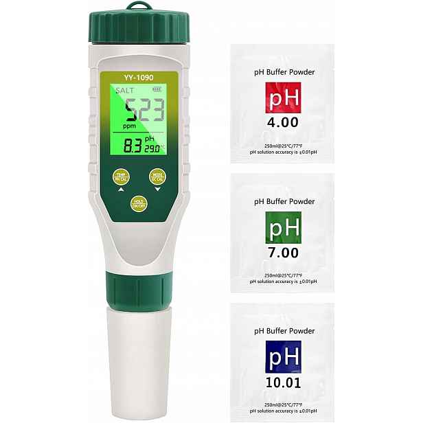 Měřič pH 5 v 1, měřič pH, Ec, Tds, obsahu soli a teploty IP67
