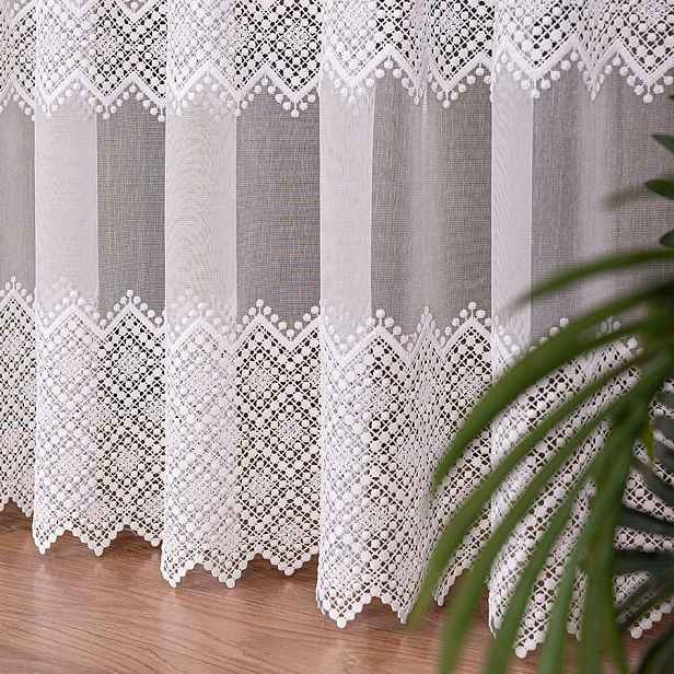 Mg Záclona Bambus 9377 výšivka bílá 220x175 cm obšitá páskou hotová R