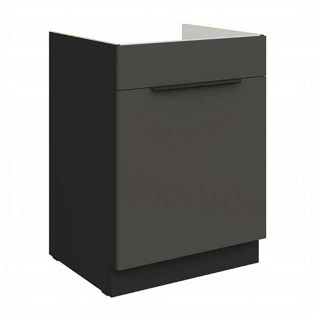 Spodní skříňka pod dřez Aria 60 ZL 1S BB - Premium Box Barva korpusu: Černá, Barva dvířek: GR - Graphite AFM