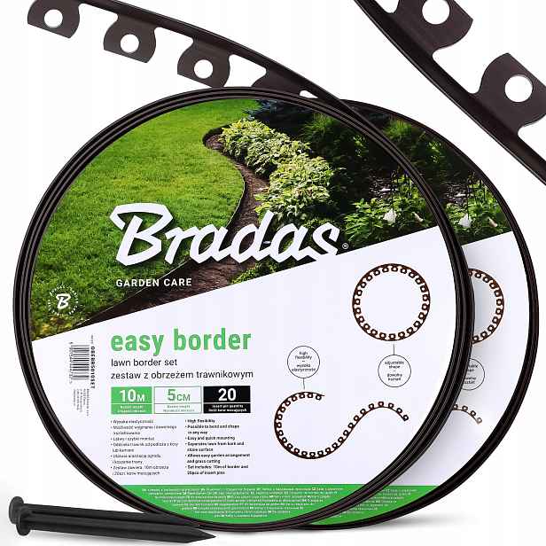 Trávníkový Lem 20 m 50 mm 40 x Kotvy Kolíky Upevňovací kolíky 18 cm Us-p