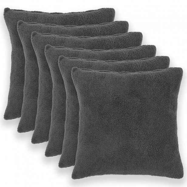 vidaXL Povlak na polštář 6 pcs HEERLEN Tmavě šedá 60 x 60 cm Bouclé