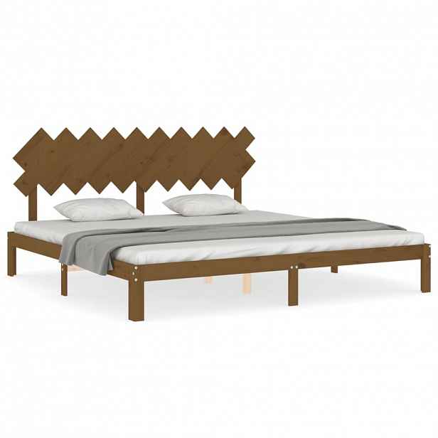 vidaXL Rám postele s čelem medově hnědý 200 x 200 cm masivní dřevo