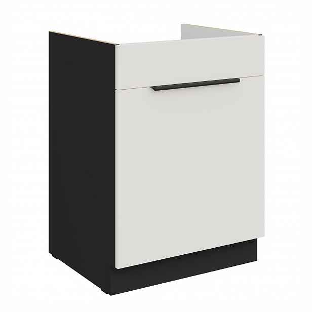 Spodní skříňka pod dřez Aria 60 ZL 1S BB - Premium Box Barva korpusu: Černá, Barva dvířek: WH - Crystal white AFM