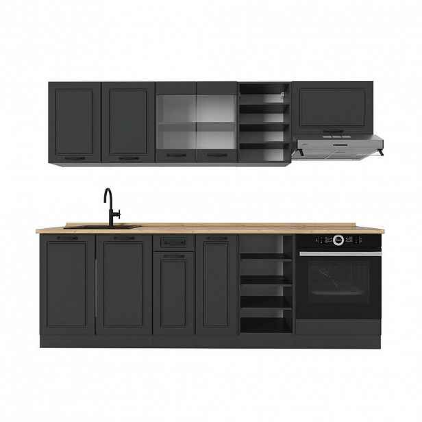 Vicco KUCHYŇSKÝ KOUT R-Line Antracitový venkovský dům/antracit 240 cm , PD Dub