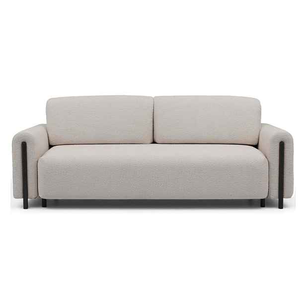 Šedobéžová rozkládací/s úložným prostorem pohovka z textilie bouclé 244 cm Arcadova – ELTAP