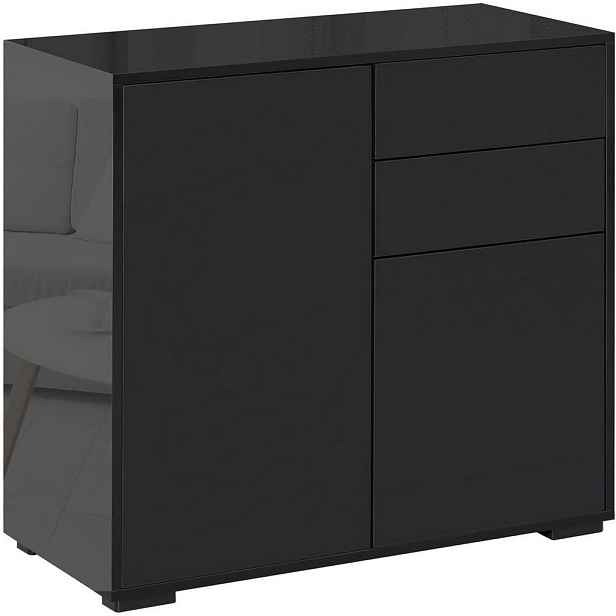 Modenvie SIDEBOARD z překližky, 79/36/74 cm, černá, se 2 zásuvkami a 2 dvířky