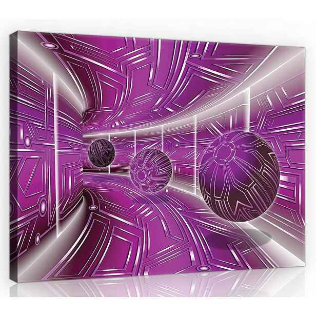 Obraz Na Plátně Canvas 70x50 Tunel Chodba Koule 3D Hloubka Abstrakce