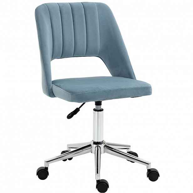 Redom KANCELÁŘSKÁ židle 49/60/79-91 cm výškově nastavitelná, otočná s ergonomickým opěradlem a polyesterovým potahem, Modrá