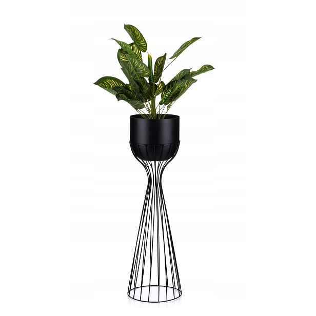 Držák Na Květináč dekorativní stylový 68 cm černý kovový
