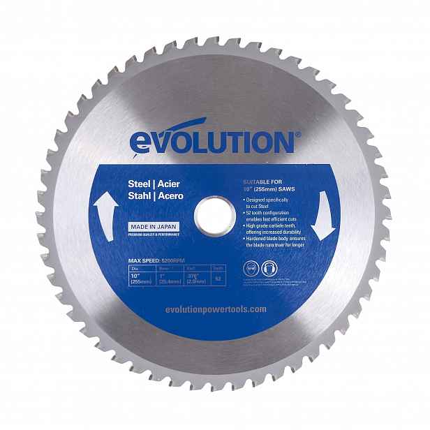 Evolution Tct Widiová pila pro řezání oceli 255 mm/52Z