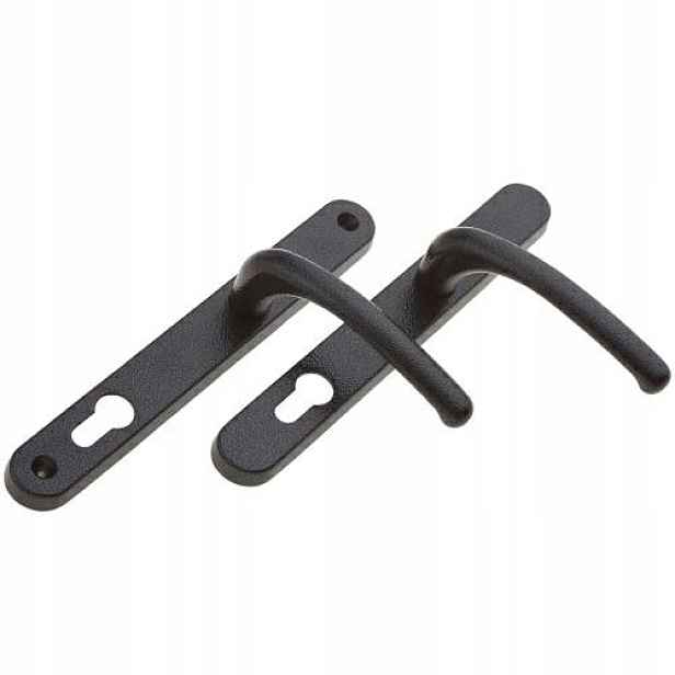 Klika pro vchodové dveře na vložku, dlouhý štítek 243x32 mm, černá, antická
