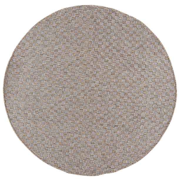 Koberec hnědý kulatý 120 cm geometrický, voděodolný, měkký